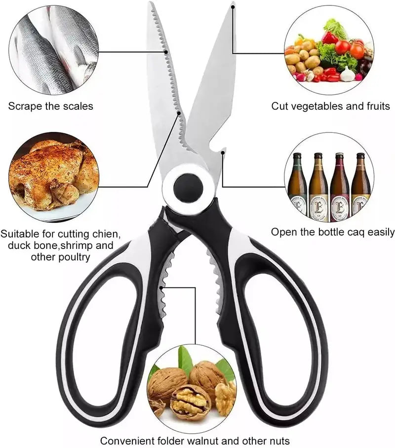Heavy-Duty Stainless Steel Kitchen Scissors