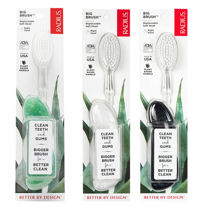 Big Brush BPA Free & ADA Accepted Toothbrush Designed to Improve Gum Health & Reduce Gum Issues - Right Hand - Midnight Sky/Marble/Soda Pop Eco Grind - Pack of 3