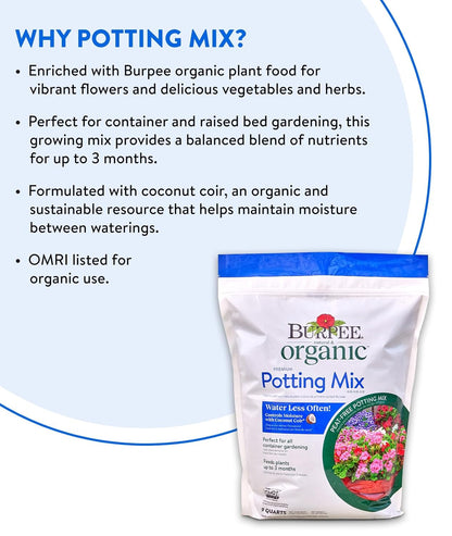 , 9 Quarts | Premium Organic Potting Natural Soil Mix Food Ideal for Container Garden-Vegetable, Flower & Herb Use for Indoor Outdoor Plant
