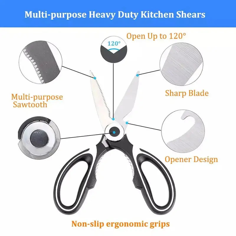 Heavy-Duty Stainless Steel Kitchen Scissors
